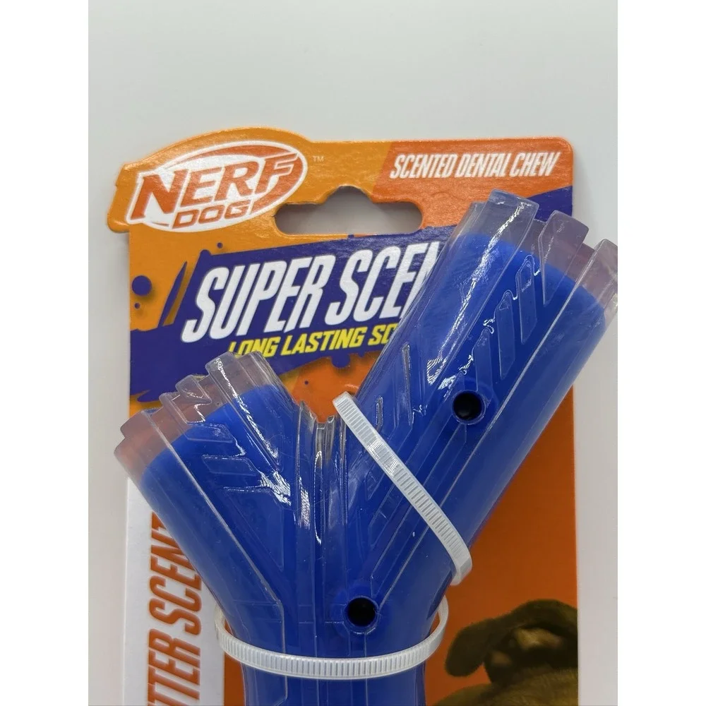 Nerf Dog Super Scent NF-7133 Dental Chew Peanut Butter 10 Inch Dog Toy
